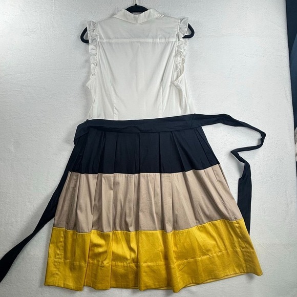 Tommy Hilfiger Dress Color Block Tie Waist Ruffle Buttons Academia Preppy 10 - Picture 11 of 12